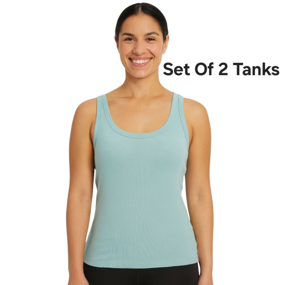 Universal Thread Set Of Two Tank Tops Light Blue Size Medium NWT